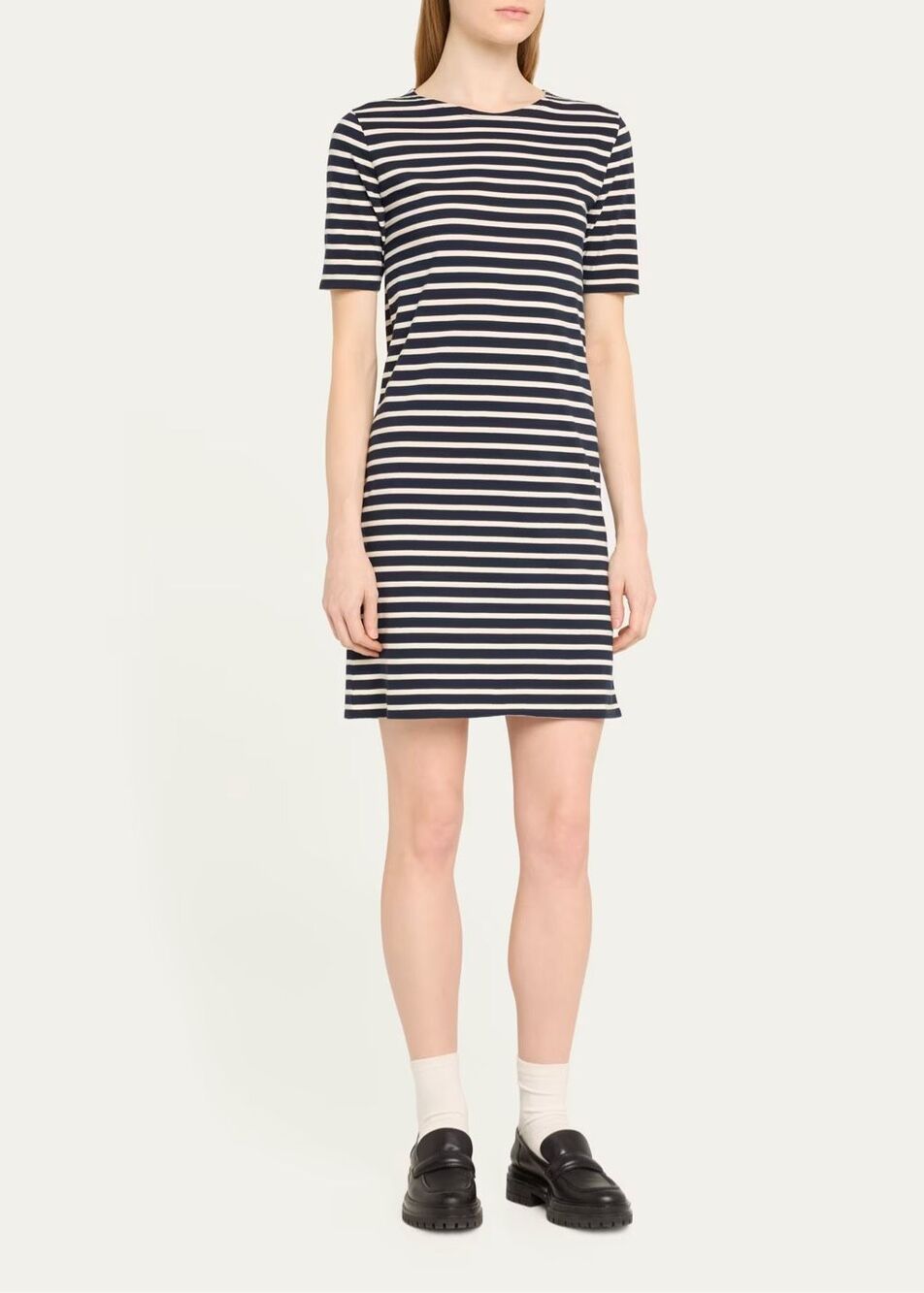 KULE Small Crewneck Short-Sleeve Striped Tee Cotton Dress